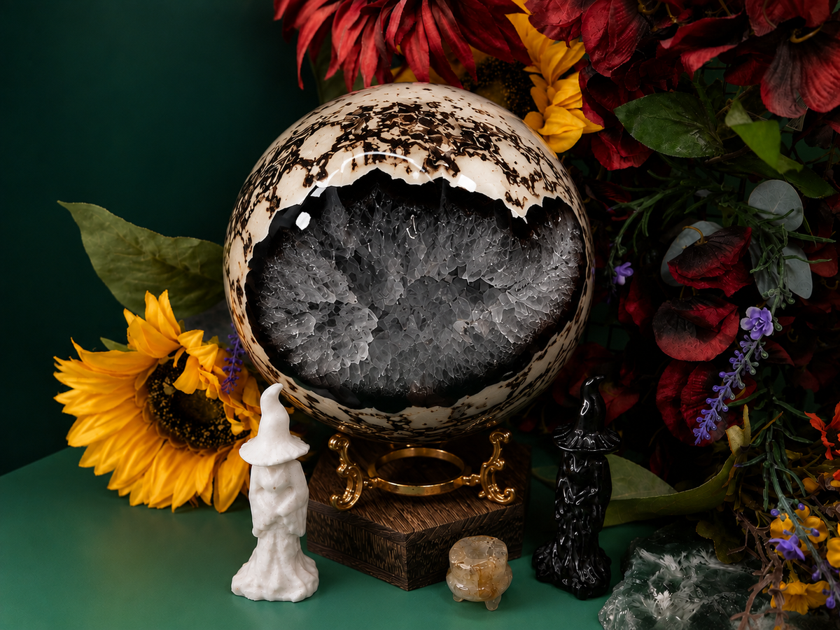 "The Eye" Moss Agate Druzy Sphere